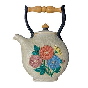 Vintage Home Interiors Floral Teapot Kettle Wall Hanging Decor Retro